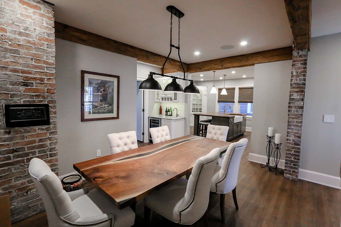 Custom epoxy river dining table handcrafted by Barn Born Furniture